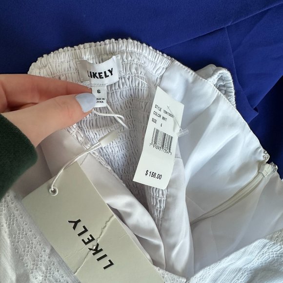 NWT Likely Mina Sleeveless Mini Dress Cotton Embroidered Fabric Sz 6 White - Picture 3 of 11